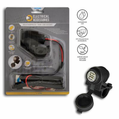 Oxford EL102 Dual USB Mobile Phone Charger Socket Motorcycle Fits