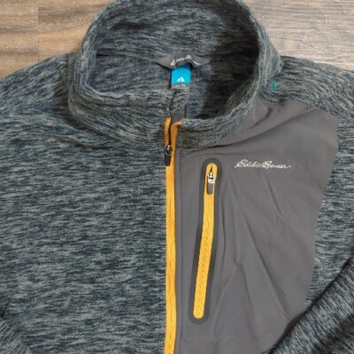 Eddie Bauer Polartec Jacket Mens Large Gray Fleece 1/2  Zip Pockets Long Sleevec