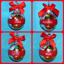 Christmas Ornament Ball Ganz Joyous Noel Personalized Silver Pick Name DMG SMALL