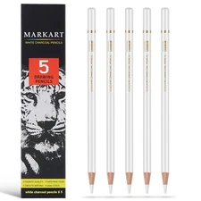 Professional White Charcoal Pencils Set 5 Pieces White Sketch Pencils White C...