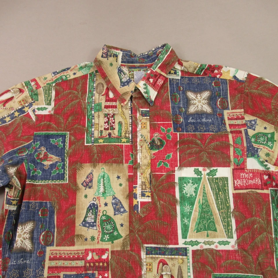 Reyn Spooner Shirt Mens XL Short Sleeve Mele Kalikimaka Santa Christmas Vtg - Image 3 of 4