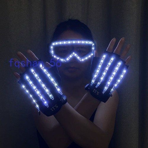 LED Laser Light Gloves LED Glasses Props DJ Party Cosplay Nightclub Dancer NEW - Picture 2 of 11