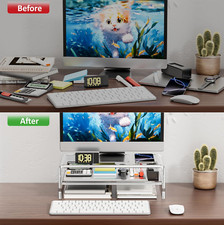 Clear Acrylic Monitor Stand Riser 2 Tier, 5.12 Inches High Clear Computer Des...