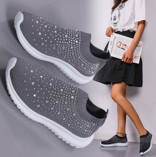 Damen Plateau Sneaker Light Slipper Glitzer Keilabsatz Slip On Turnschuhe OL DE - Bild 20 von 20