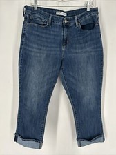 Levi's Signature Size 12 Mid Rise Capri Jeans Stretch Cuffed Dark Wash 32x21