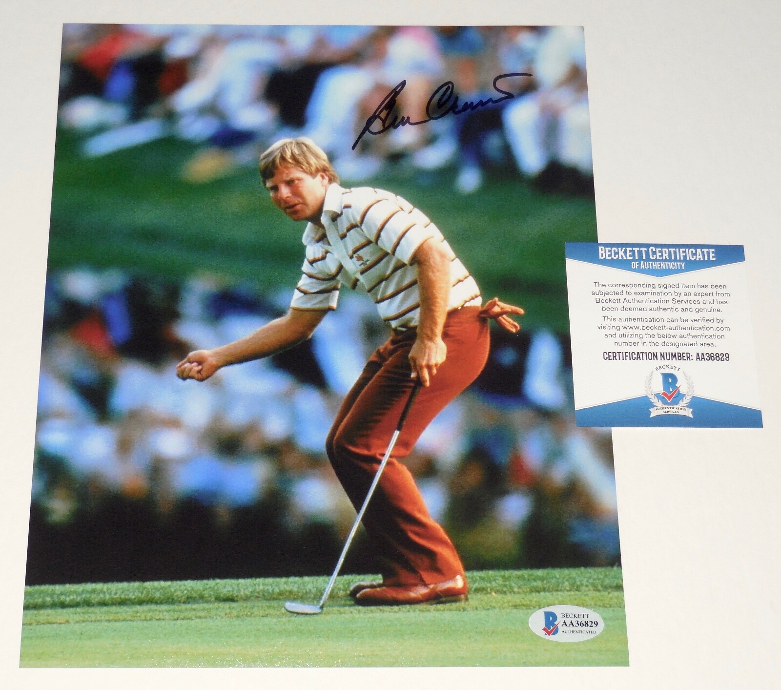 BEN CRENSHAW AUTOGRAPHED 8X10 COLOR PHOTO (GOLF HALL OF FAME) - BECKETT COA! 