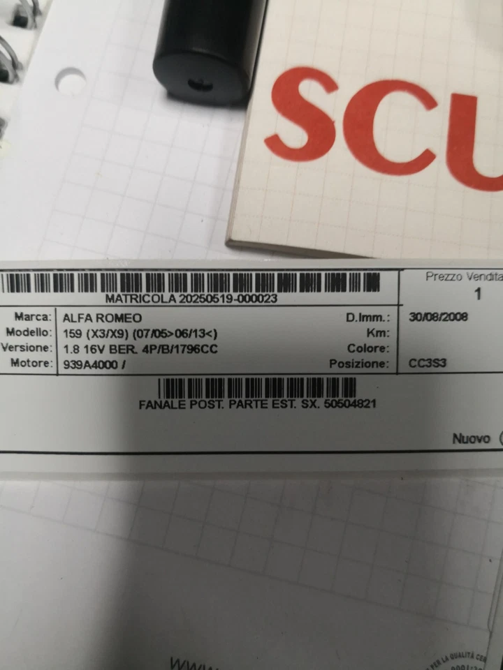 F93917022211 fanale posteriore sinistro Esterno per ALFA ROMEO 159 2009 Foto 4 de 4