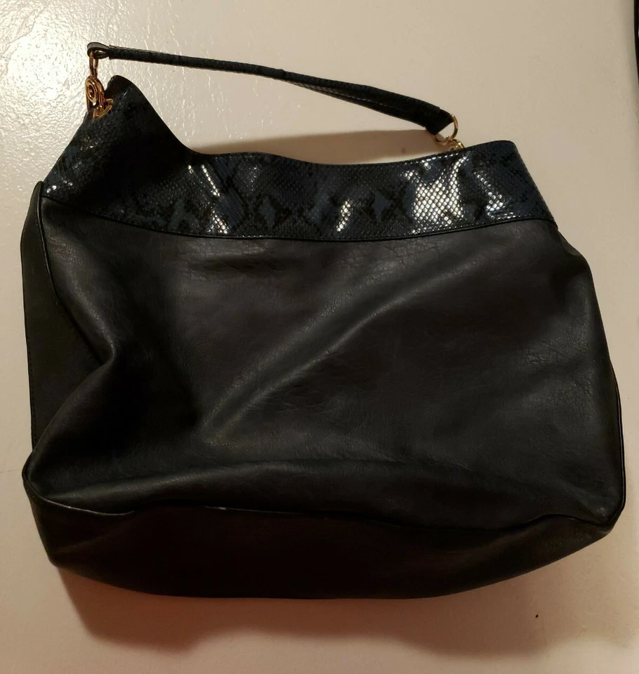 URBAN EXPRESSIONS Extra Grande Vegano/PU Mujer Azul Marino Bolso de Mano Cartera 16" x 13" Foto 2 de 4