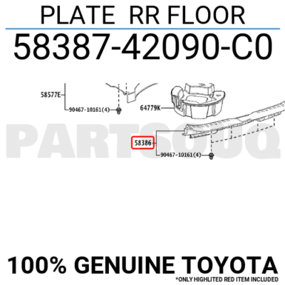 5838742090C0 Genuine Toyota PLATE RR FLOOR 58387-42090-C0 | eBay