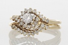 2Ct Round Cut Simulated Diamond Wedding Bridal Ring Set 14K Yellow Gold Plated