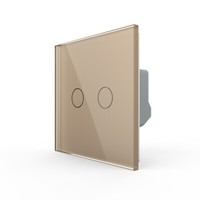 Livolo Glas Touch Zweifacher Lichtschalter Serienschalter Wandschalter Up Gold