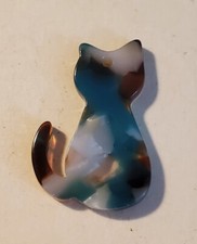 Teal and Brown Cat Magnetic Needle Minder Cross Stitch Embroidery  Cover Holder