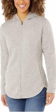 Eddie Bauer Women's Medium Radiator Fleece 2.0 Long Full Zip Jacket Gray Hoodie