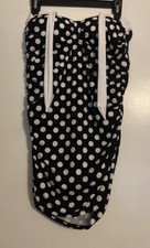 Chaps Size 12 Black White Polka Dot Strapless One Piece Swimsuit Swimdress