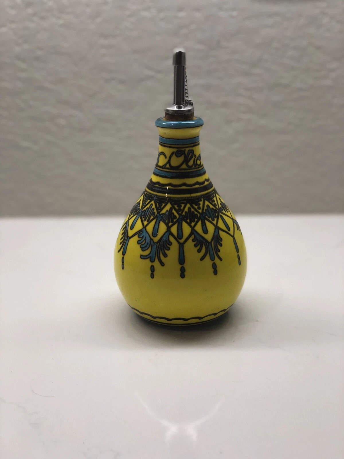 Ceramic Oil Dispenser Olive Oil Bottle Signed On The Bottom Vintage Hand Made