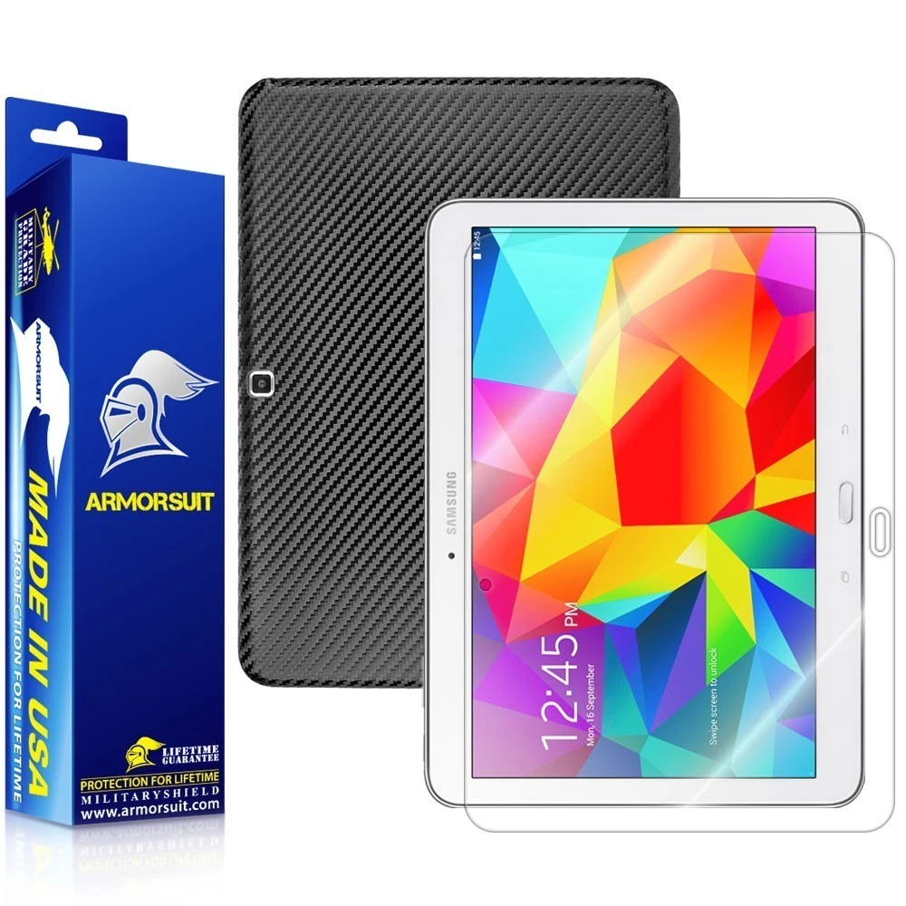 ArmorSuit MilitaryShield Samsung Galaxy Tab 4 10.1" Screen + Black Carbon Fiber