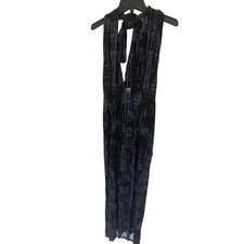 Asos maxi dress women's size 12 black blue tie dye jersey knit halter comfy NEW
