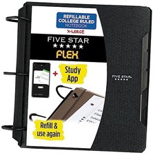 Flex Refillable Notebook Study App, College Ruled Paper and 1 1 Pack Black