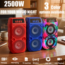 Portable Bluetooth Speaker Dual Subwoofer Heavy Bass Stereo Sound System Party