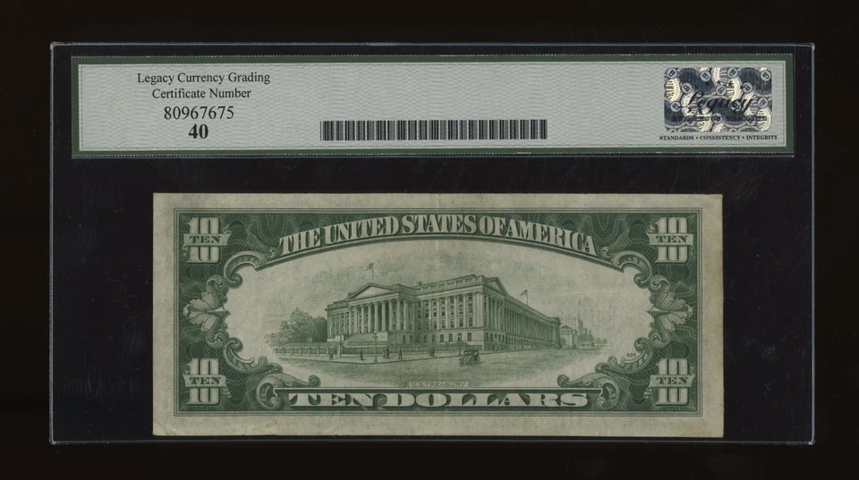 DBR 1934-A $10 North Africa Silver Fr. 2309 Legacy XF-40 Serial A94444955A - Image 2 of 2