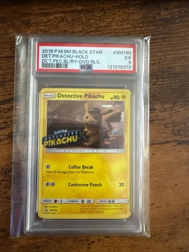 PSA 5 2019 Pokemon Sun and Moon Black Star Promo Detective Pikachu Holo #SM194