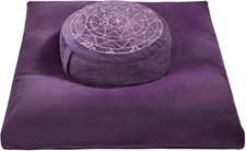 Zafu  Zabuton Meditation Cushion Set - Buckwheat Hull  Memory Foam Pillows, Er