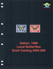 $6.85 Scott Value - 1986 GABON Butterflies African Wildlife Insects MNH NH UMM