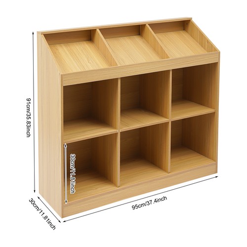 9-Cube Wooden Storage Bookcase, Open Shelf Cabinet, Modern Bookshelf Organizer - Picture 4 of 15