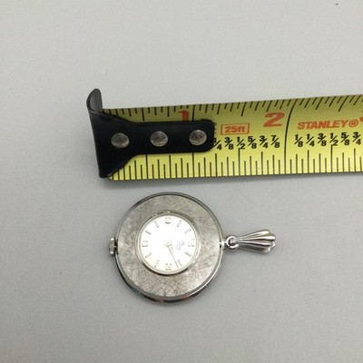 Vtg Bucherer Pendant Necklace Watch Womens 30mm Silver Tone 