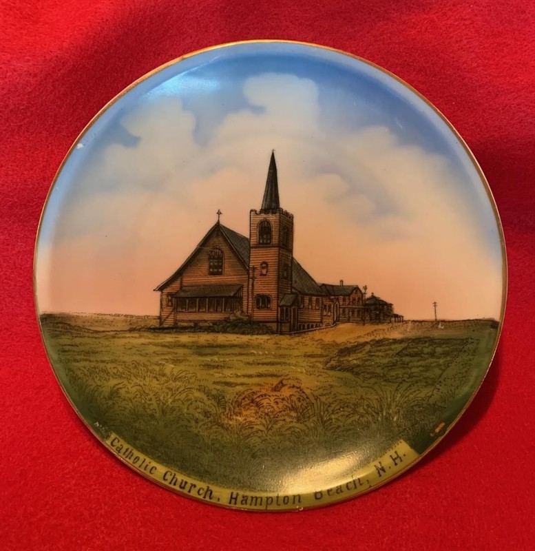 Vintage Souvenir Hampton Beach NH Catholic Church China 7" Plate New Hampshire