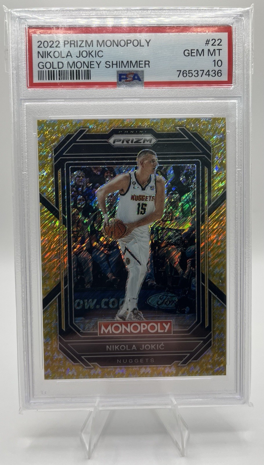 2022-23 Panini Prizm Monopoly - Nikola Jokic #22 PSA10 Gold Money Shimmer /500
