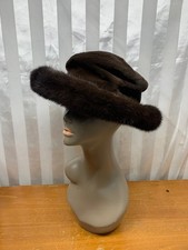 Vintage Andre Brown Mink Fur Hat Women Made in Canada Art Deco Chic