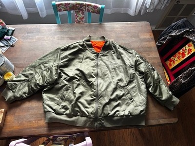 Womens Nike Sportswear Varsity Reversible Bomber Jacket Green Orange Size 2X