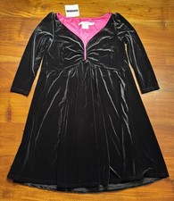 Gretchen Scott Women’s Black Silky Velvet Long Sleeve Short Dress Sz Small - NEW