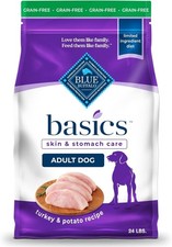 Blue Buffalo Basics Grain-Free Skin Stomach Care, Adult Dry Dog Food, 24lb