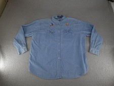 Vintage Pooh Shirt Men XL Blue Corduroy Pearl Snap Winnie the Pooh Tigger Disney