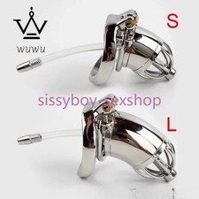 Stainless Steel Male Chastity Belt Cage Device Urethra Sounds Lock Peni Ring Men