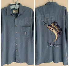 L Bamboo Cay Blue Marlin Hawaiian Tropical Button Shirt 20th Tequila Shootout