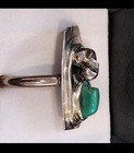 Vtg 70s Navajo Nugget Sterling Green Turquoise SZ 6 Ring — photo 3