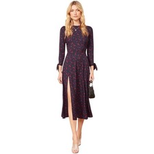 Reformation Zelda Blue & Red Anaheim Print Midi Dress Size 6