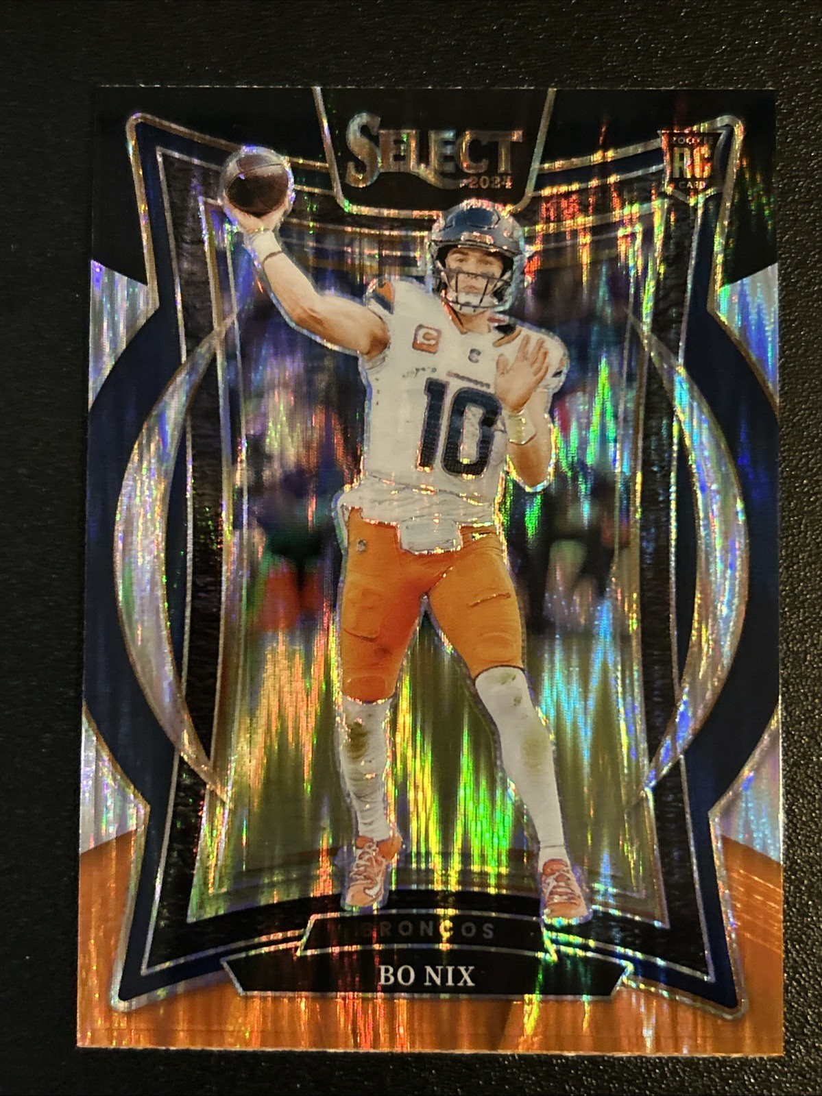 2024 Panini Select - Concourse Bo Nix #30 Black & Orange Shock Prizm (RC)