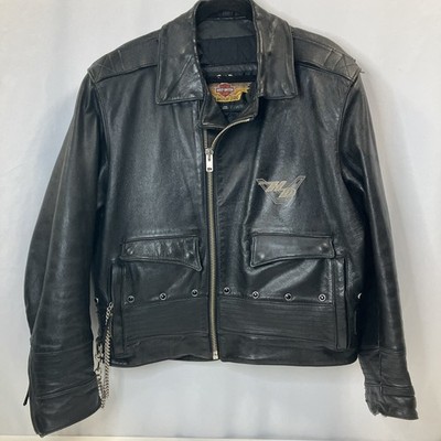 Harley Davidson Road King Classic Leather Jacket L USA Embroidered Coat