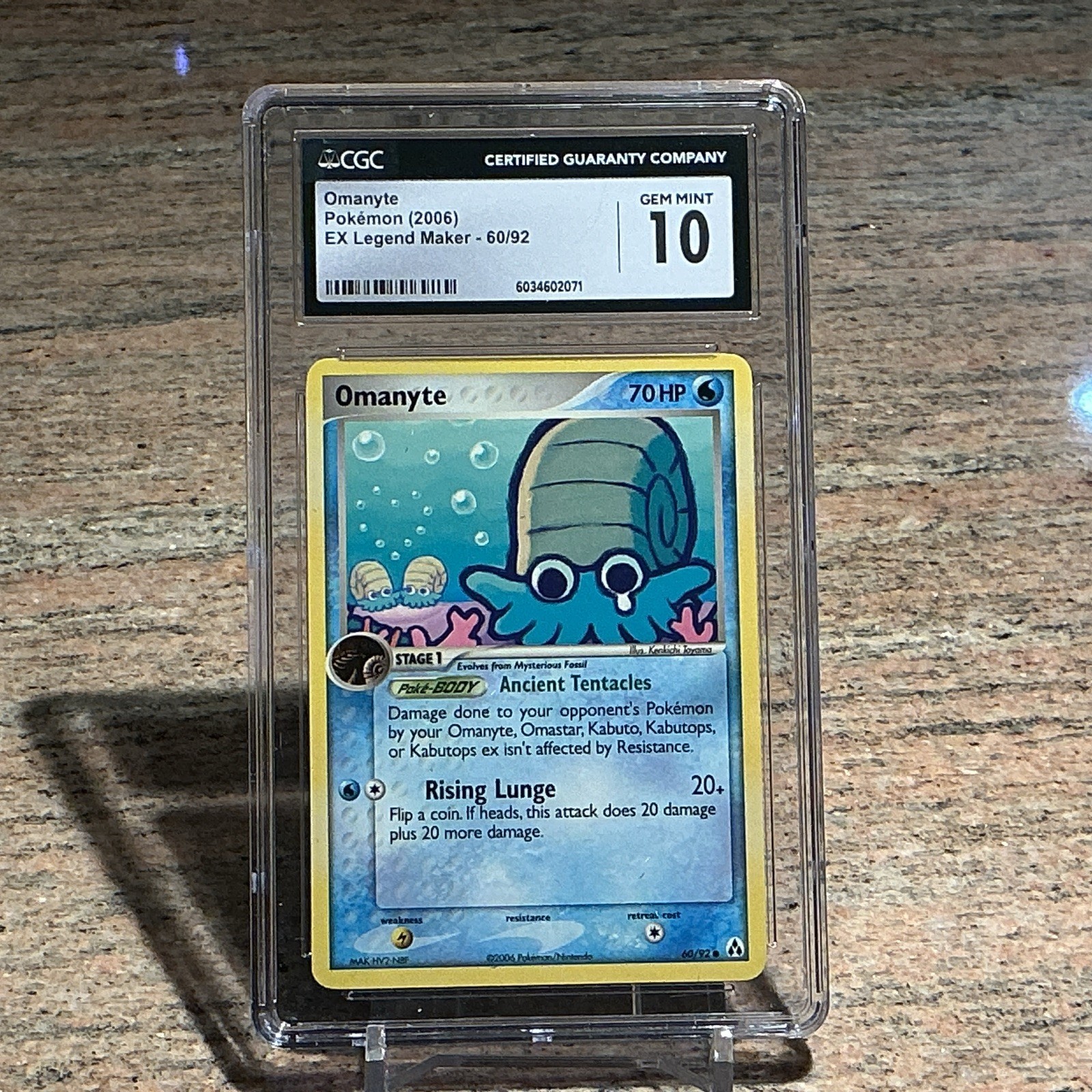 Pokemon Omanyte 2006 EX Legend Maker 60/92 CGC 10