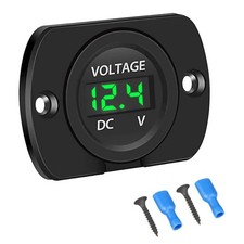 DC 12V Battery Voltage Gauge, Waterproof Digital Voltmeter LED Display, 12 Volt 