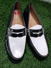 GH Bass WeeJuns Womens Sz 6 Two Tone Black White Penny Loafer