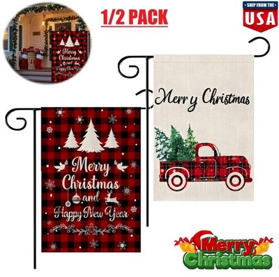 Merry Christmas Garden Flag Tree Garland Yard Decor Double Sided Flag 18*12'' USA