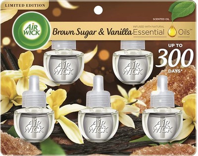 Air Wick Plug in Scented Oil 5 Refills, Brown Sugar and Vanilla, Fall scent 300D
