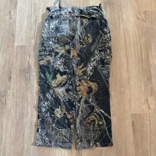 Mossy Oak Baggy Wide Leg Camo Cargo Pants Adjustable Waist Size Large 34x31