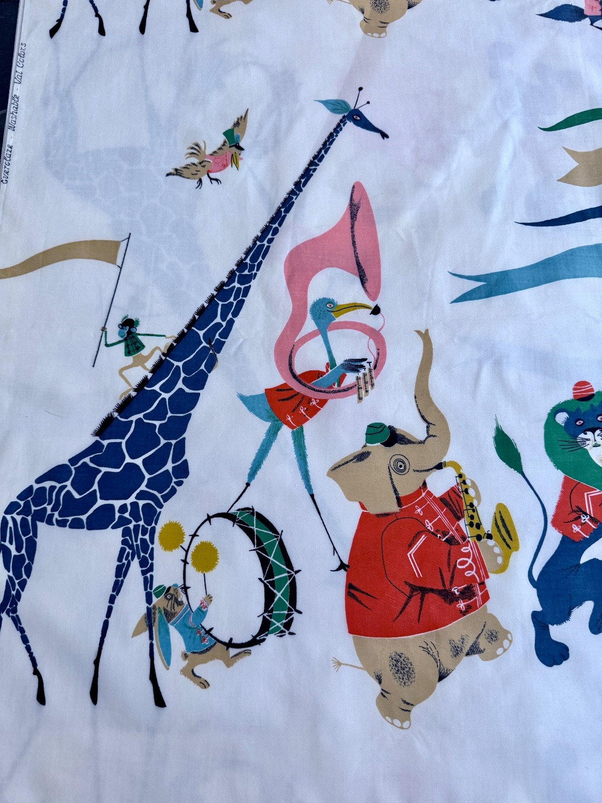 1950’s Musicians of the JUNGLE Novelty Mid Century Barkcloth  Era Vintage Fabric