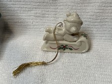 Lenox Christmas Ornament TEDDY BEAR SLED Annual 1996 Retired MADE IN USA